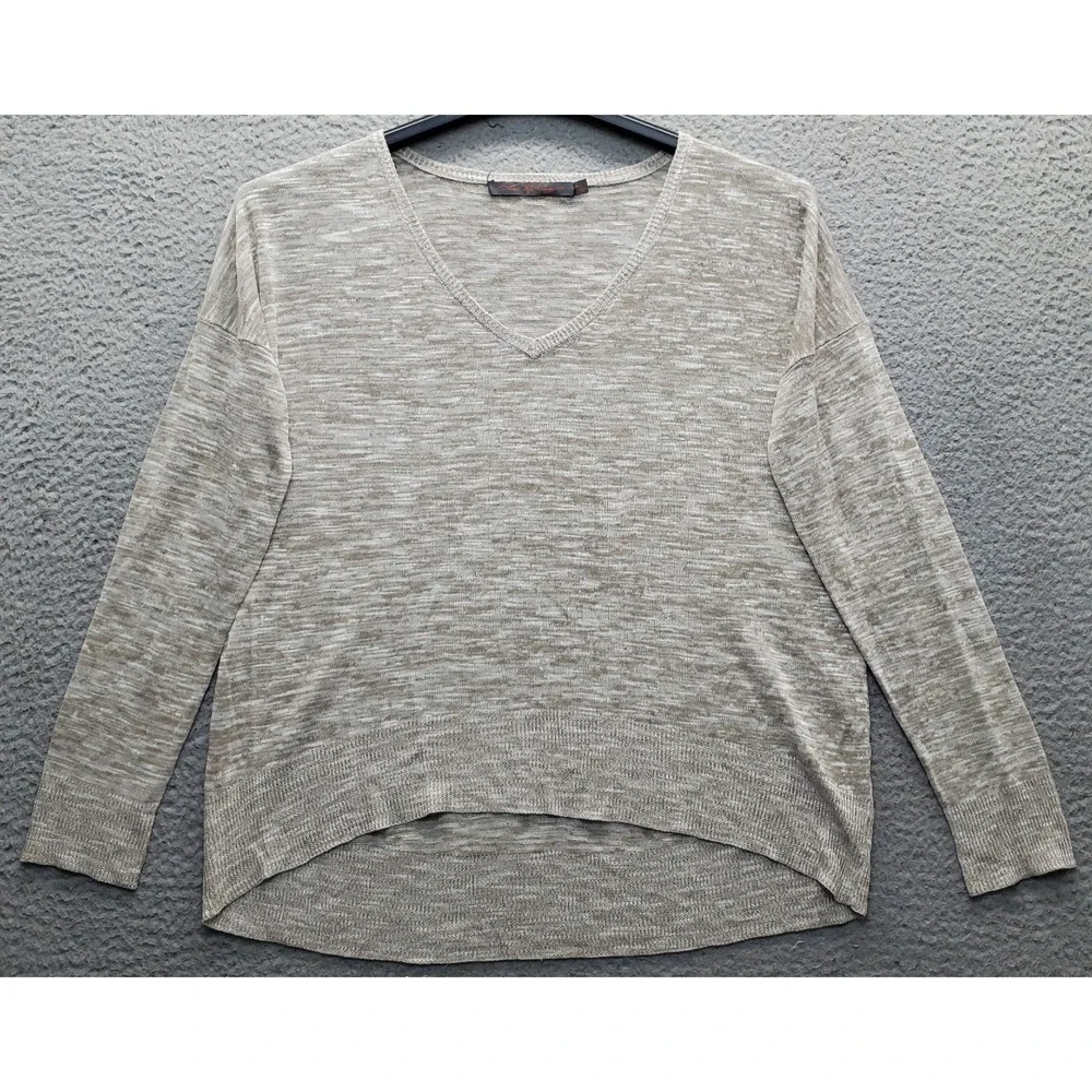 Feel The Piece Sweater Womens O/S Multi Lightweight Linen Blend V-Neck Pullover